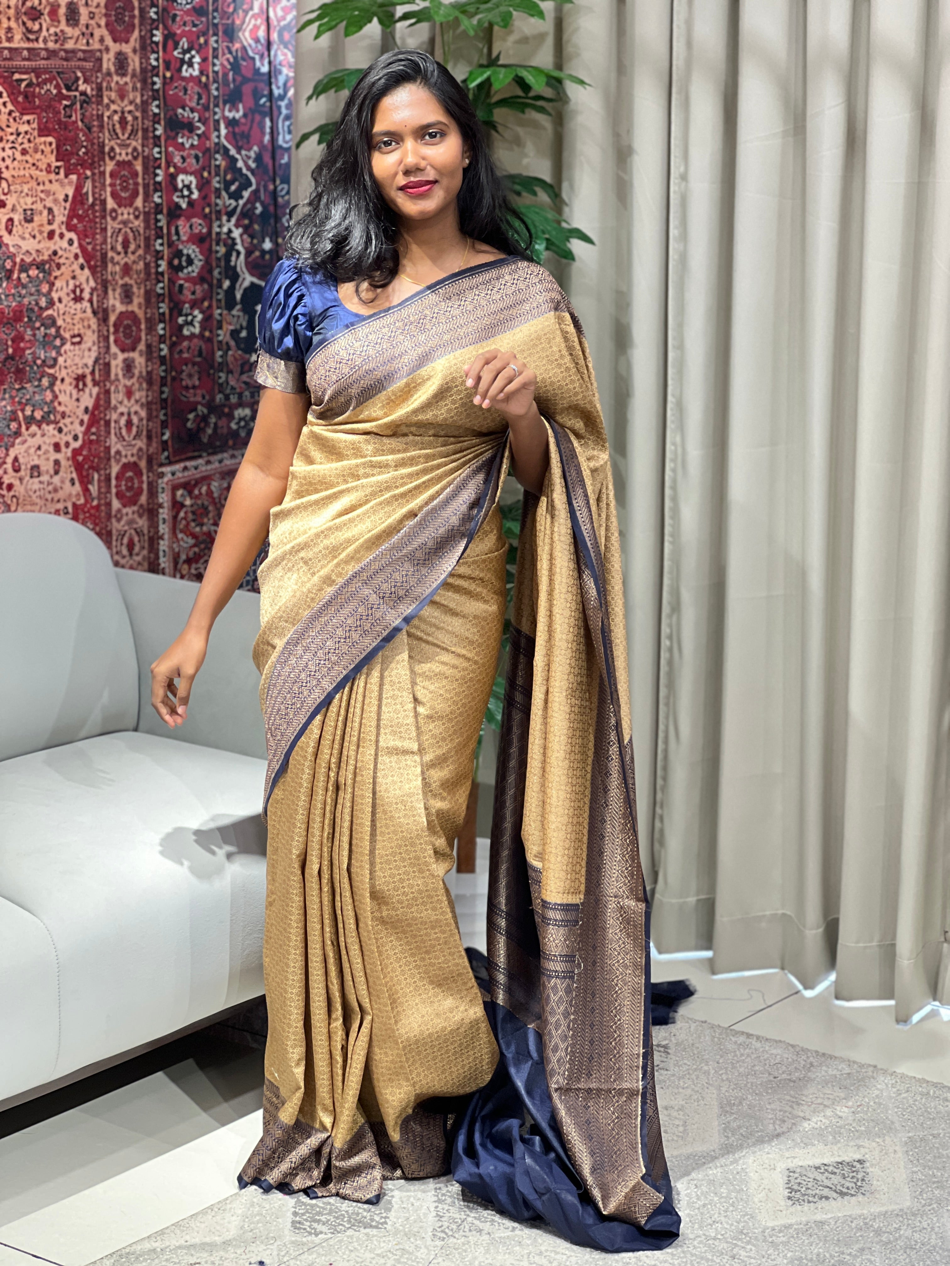 Zari & Thread Woven Semi Banarasi Saree |YNG673