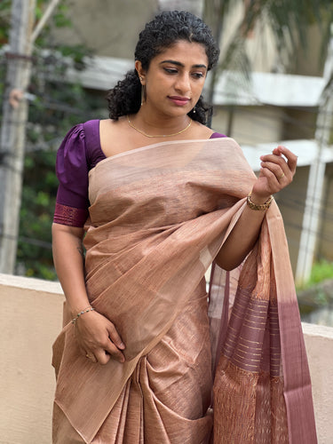 Bamboo Tussar  Lahar Weaving Pattern Saree | ACT1143