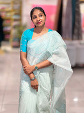 Lotus Applique Work Detailed Organza Saree | MM137