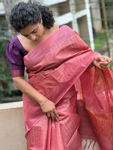 Bamboo Tussar Lahar Weaving Pattern Saree | ACT1144