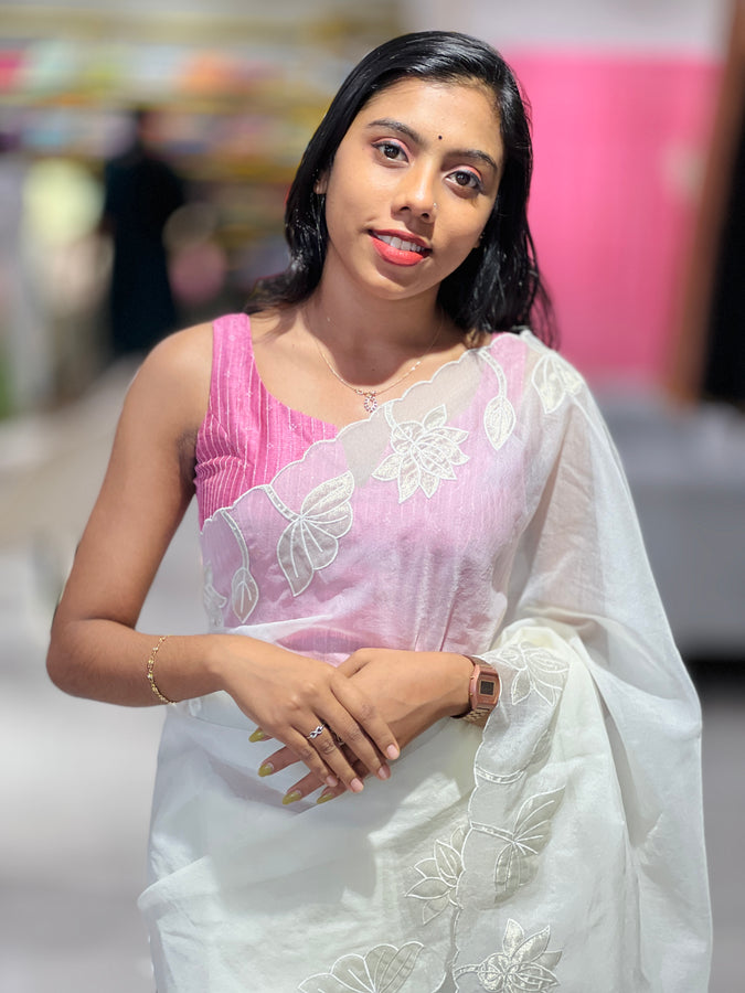 Tissue Applique Detailed Organza Saree | MM146