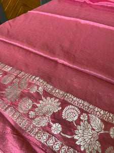 Silver Zari Buta Weaving Pattern Satin Georgette Saree | YNG258