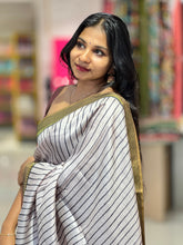 Kalamkari & Stripe Print Detailed Tussar Saree | ACT1618