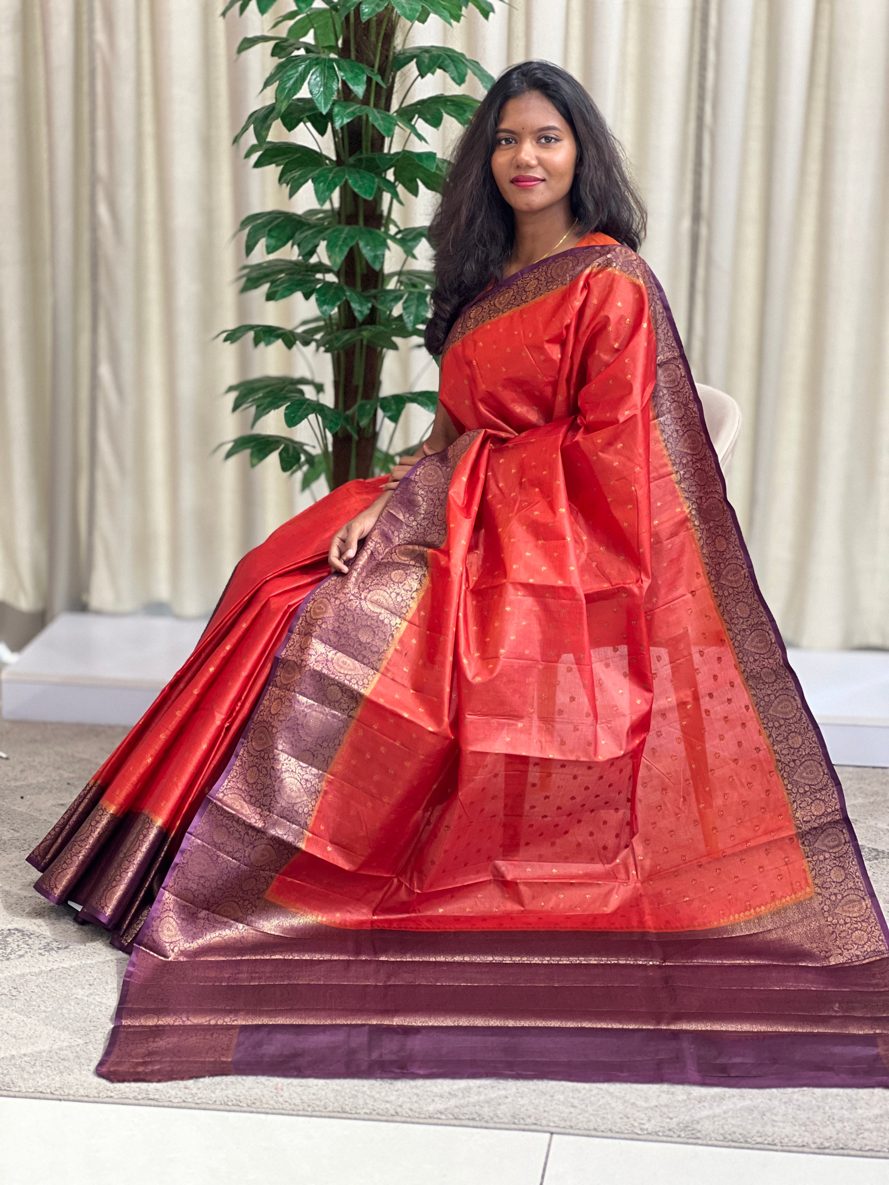 Banarasi Woven Buta Pattern Tussar Saree | GA108