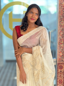 Floral Applique Detailed Organza Saree | MM138