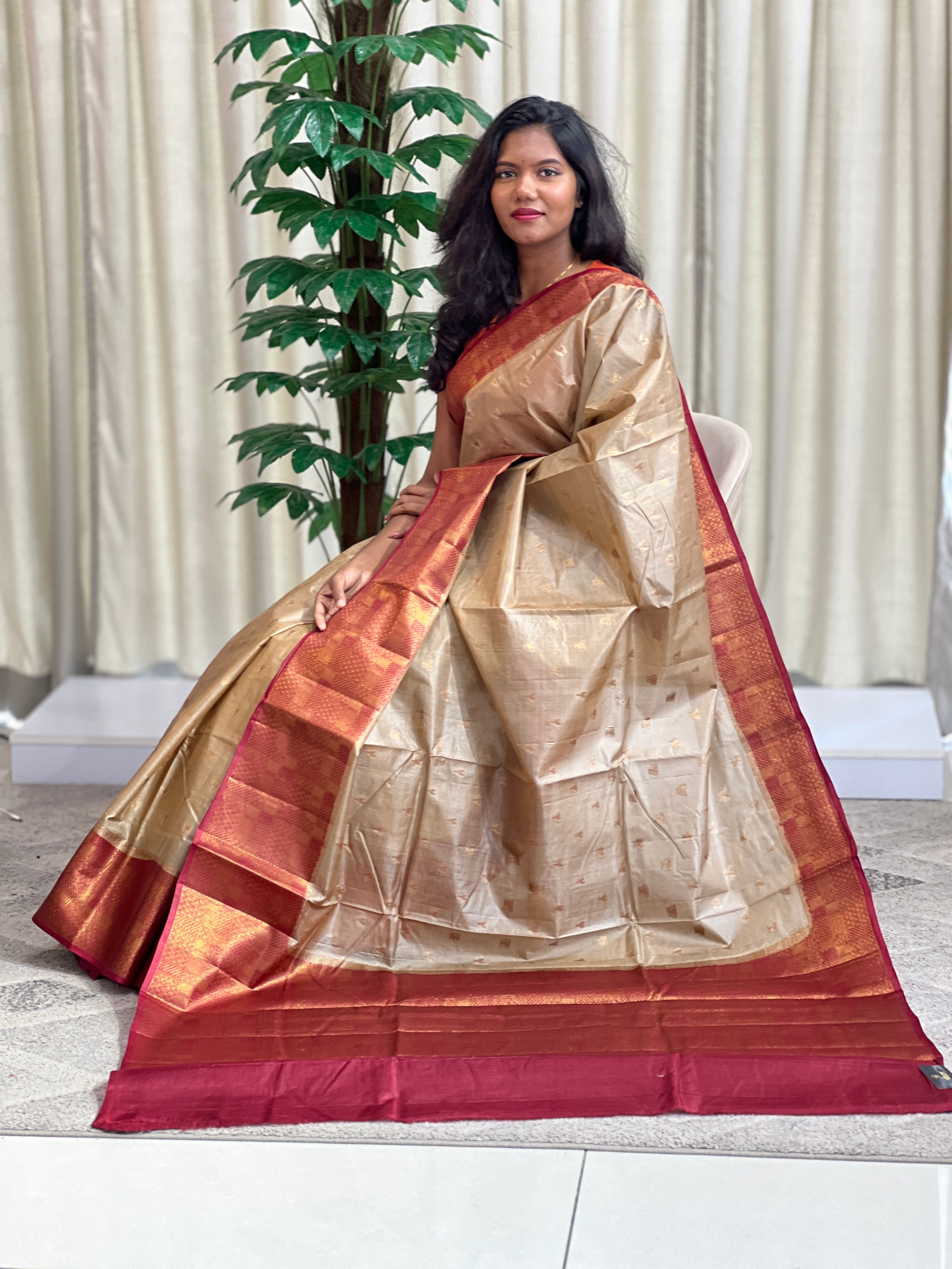 Banarasi Woven Buta Pattern Tussar Saree | GA109