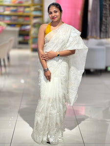 Floral Applique Detailed Organza Saree | MM141