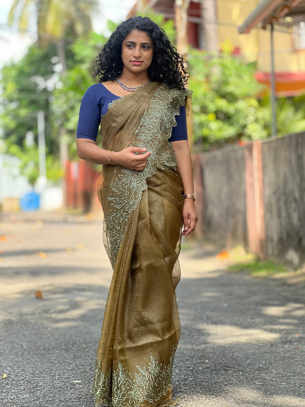 Scallop Embroidery  Design Powerloom Saree | SK279