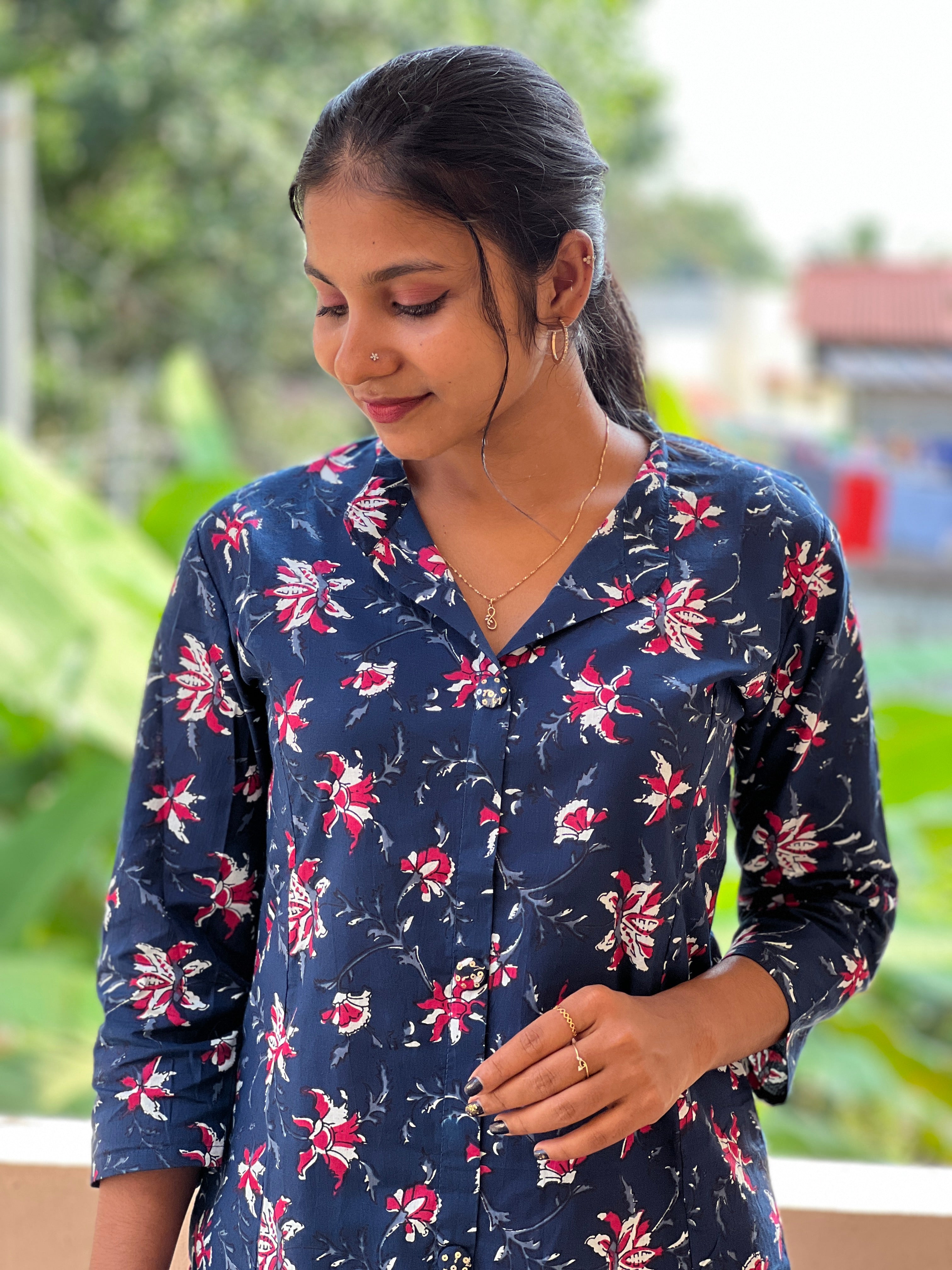 Floral Screen Print Design Cotton Kurta Set | NCF142