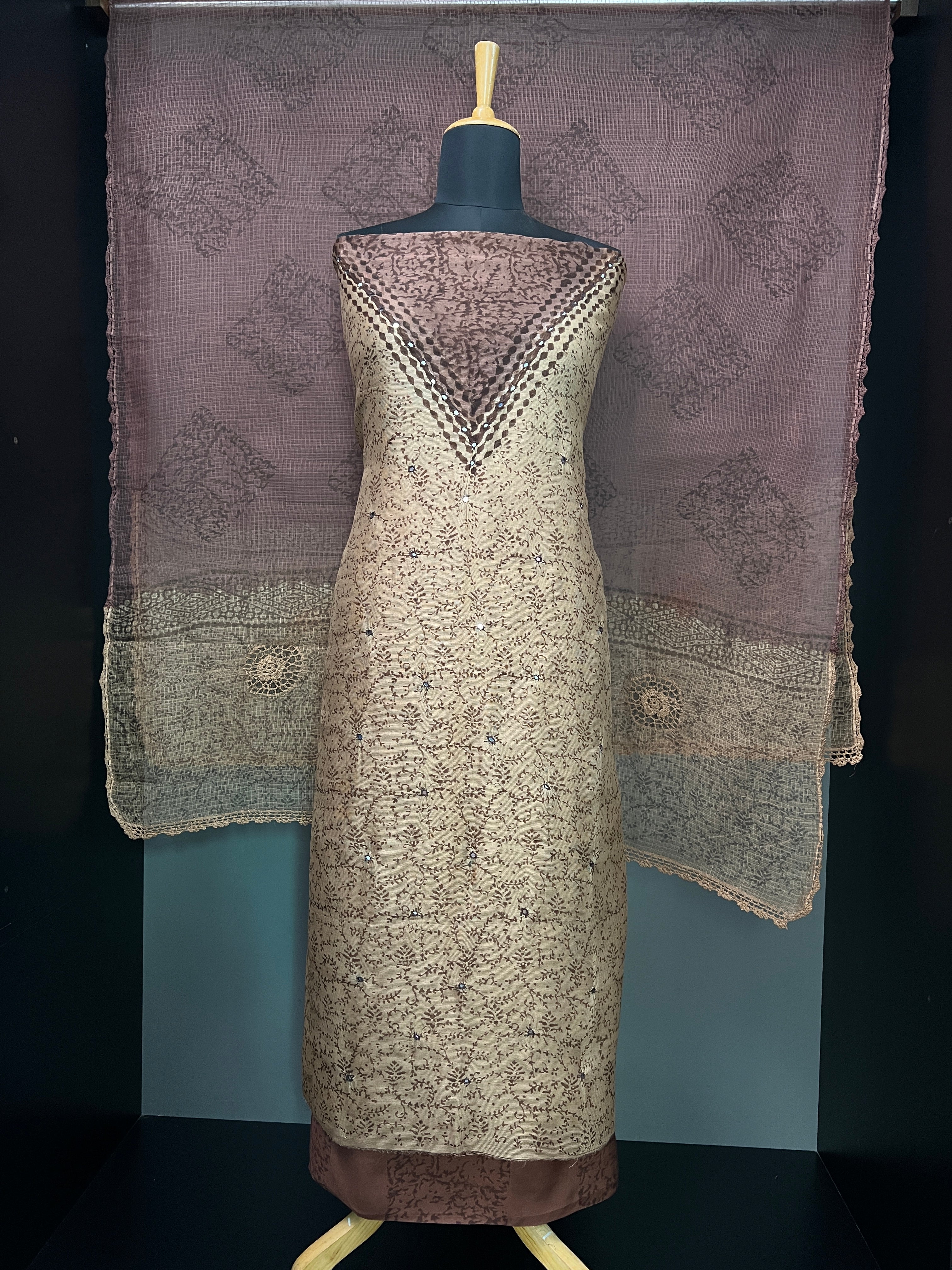 Block Printed Supernet Kota Salwar Set | SF1210