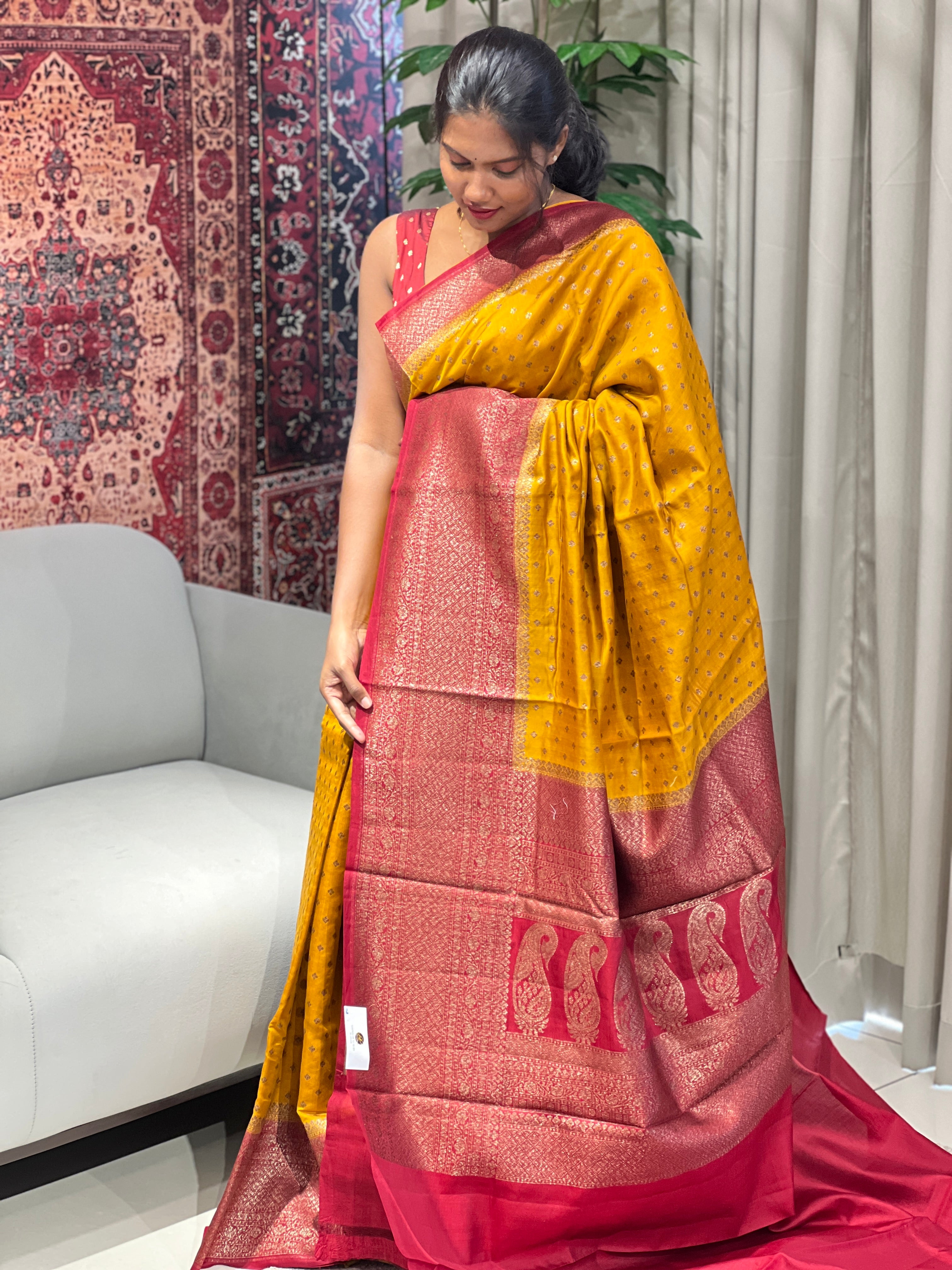 Zari & Thread Woven Pure Banarasi Silk Saree | YNG694