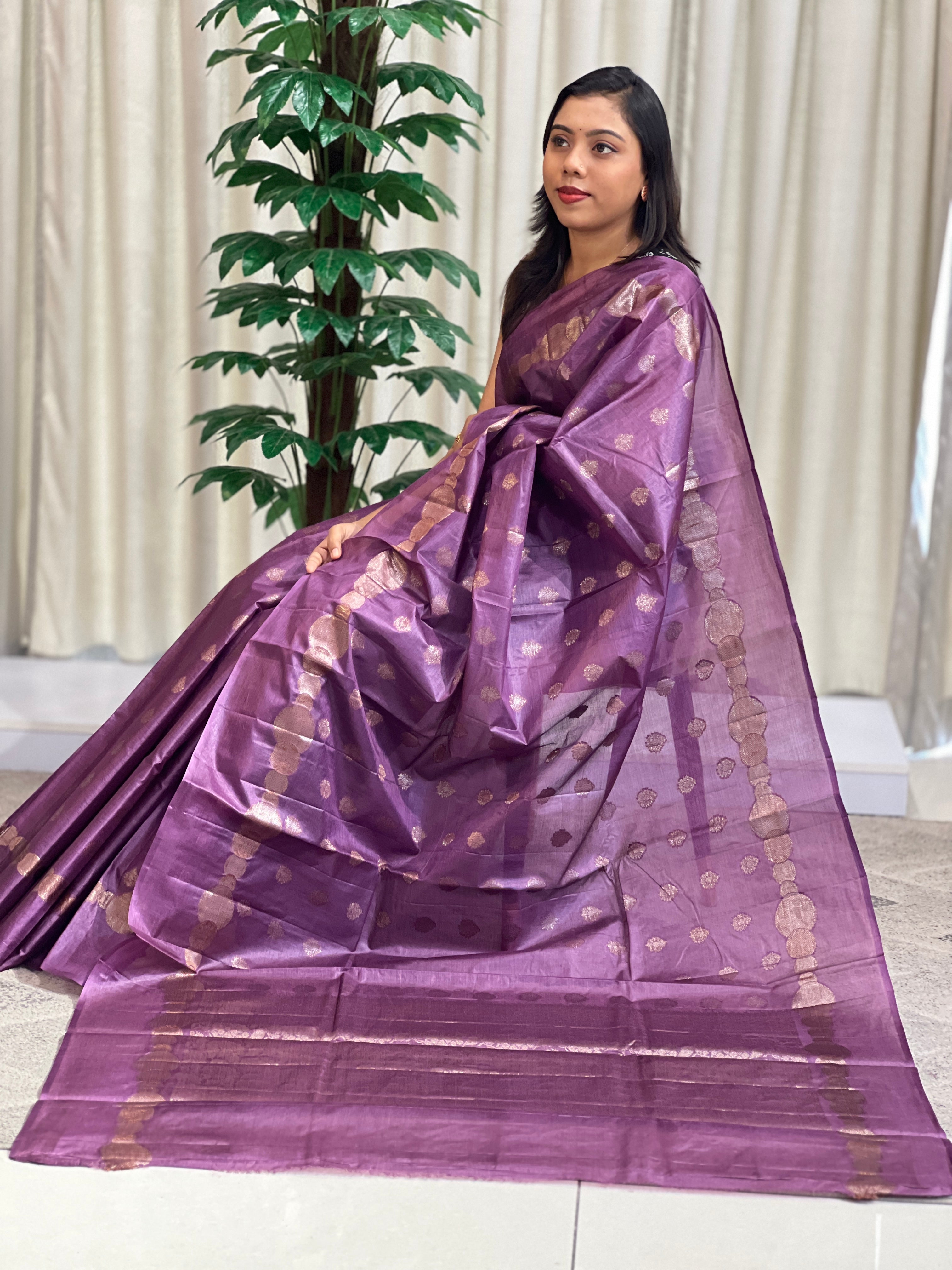Buta Woven Pattern Tussar Saree | GA115