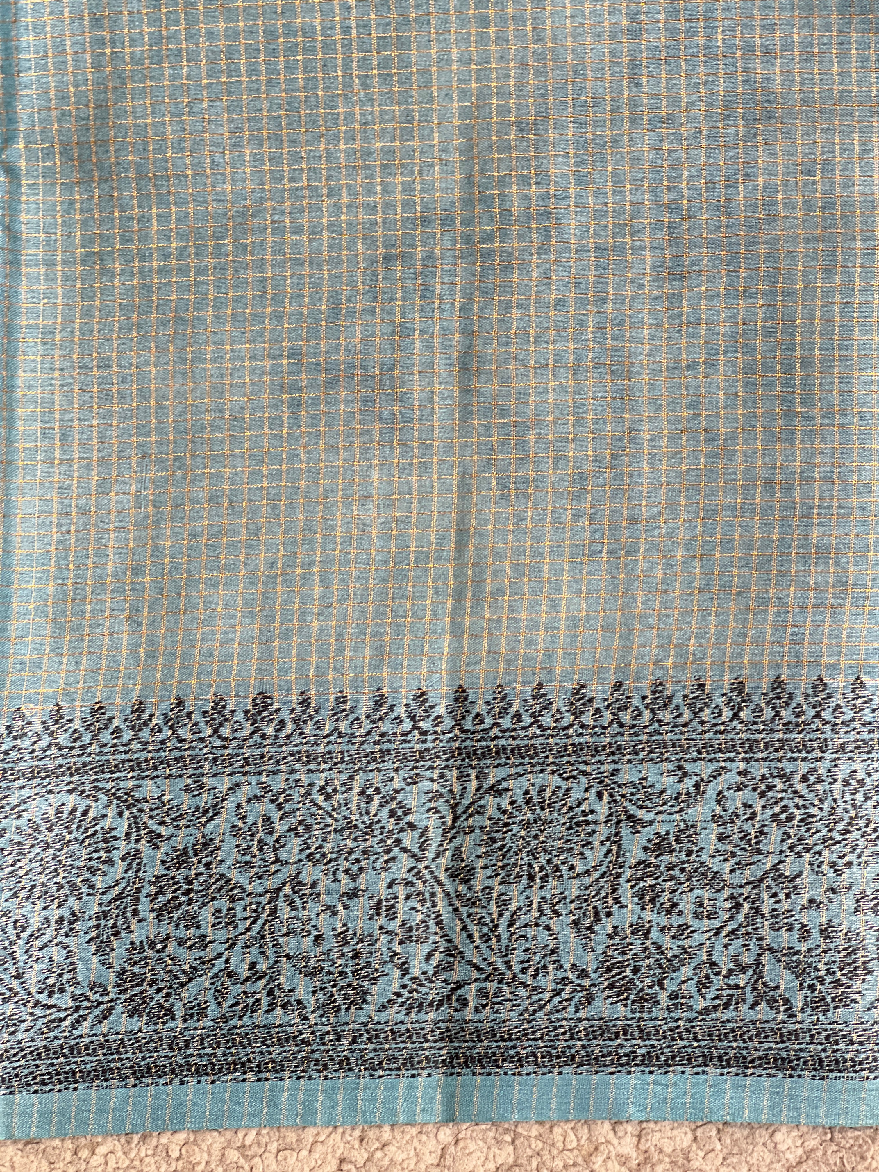 Pencil Zari Check Pattern  Tussar Saree | ZSS119