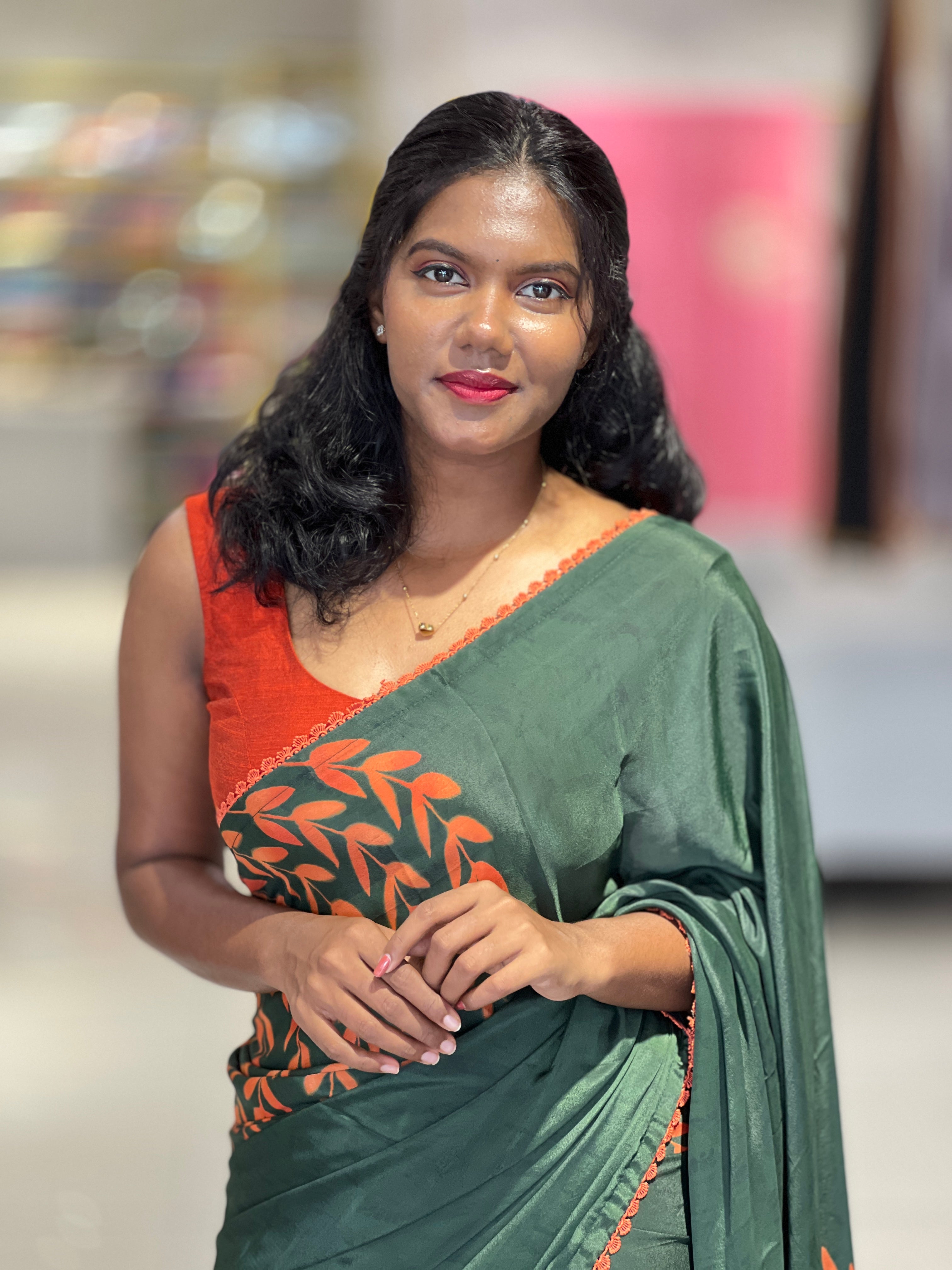 Jaal Placement Print Detailed Crepe Silk Saree | HT231