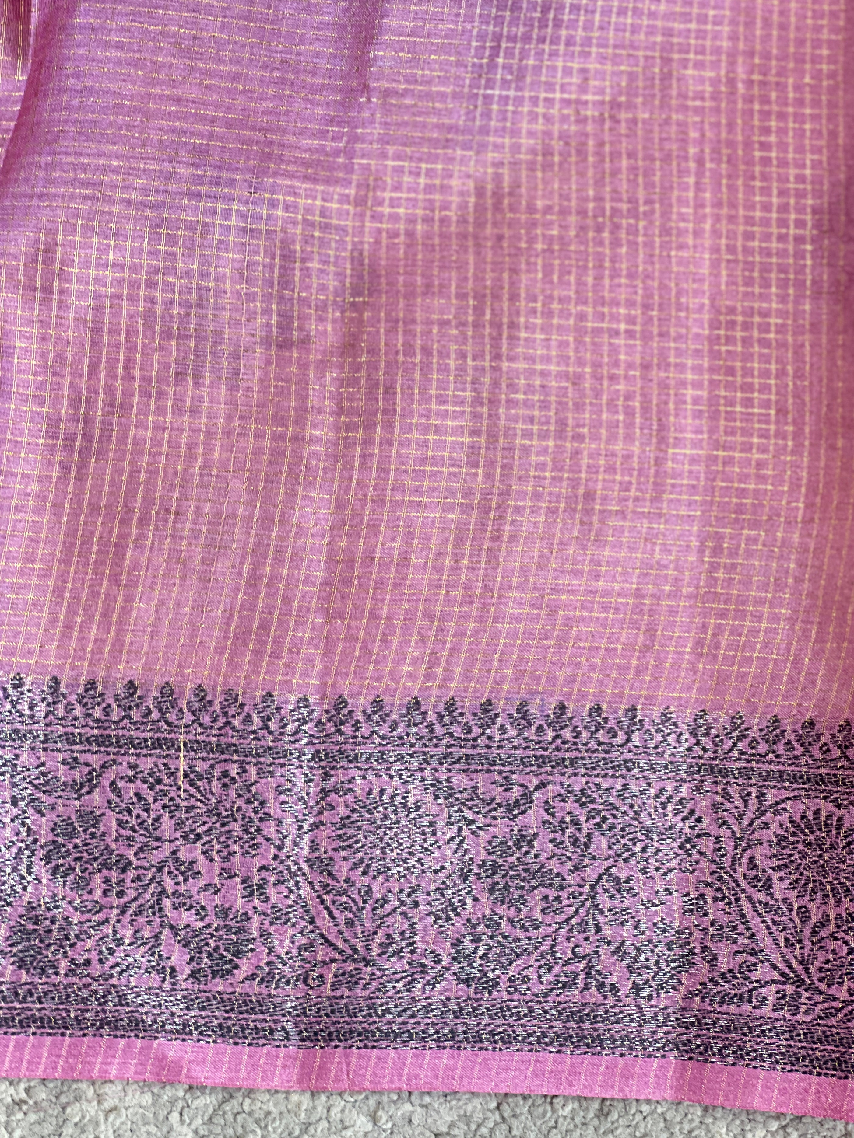 Pencil Zari Check Pattern  Tussar Saree | ZSS120