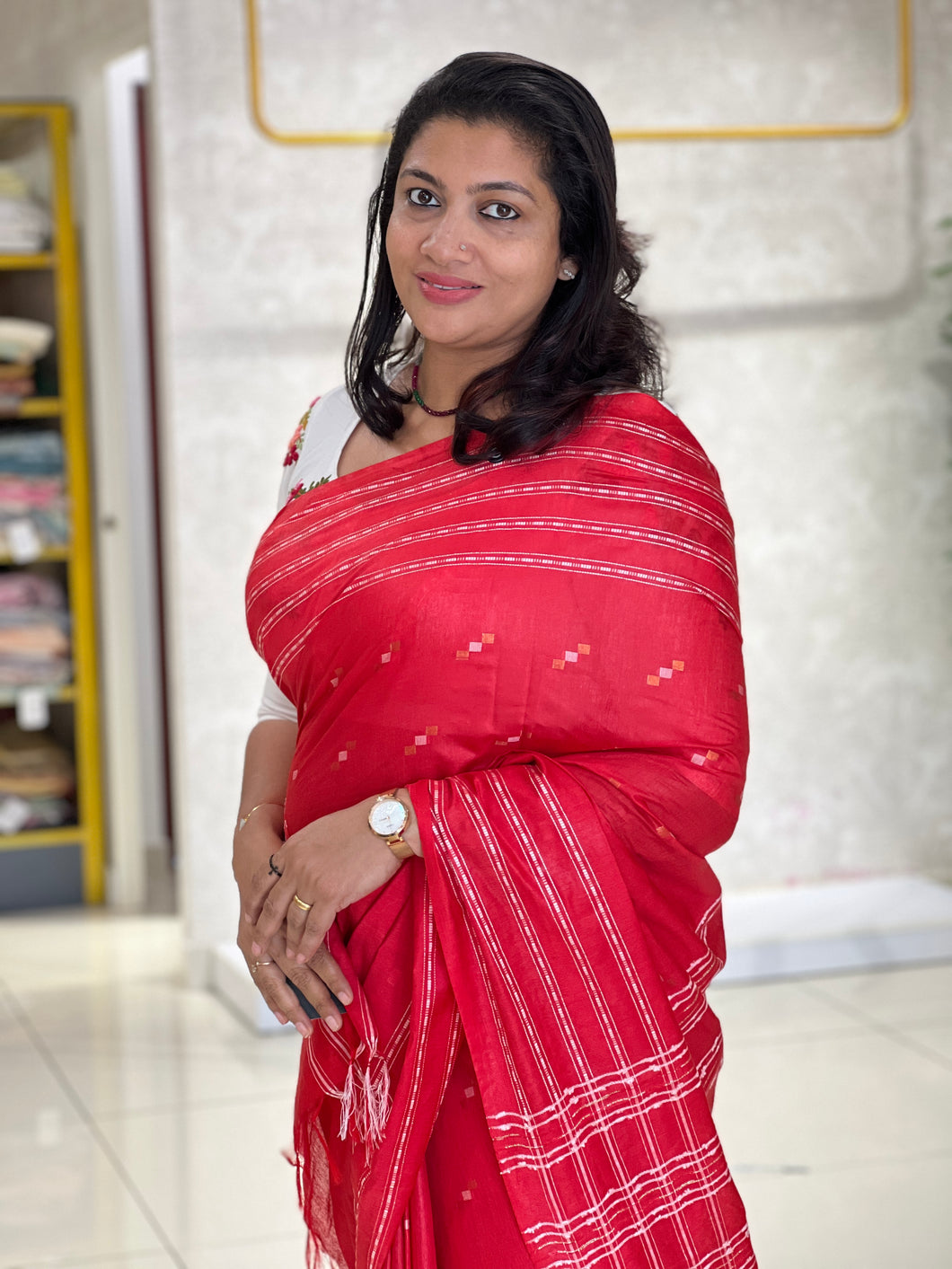 Thread Weaving Pattern Bhagalpuri LinenSaree | NHH318