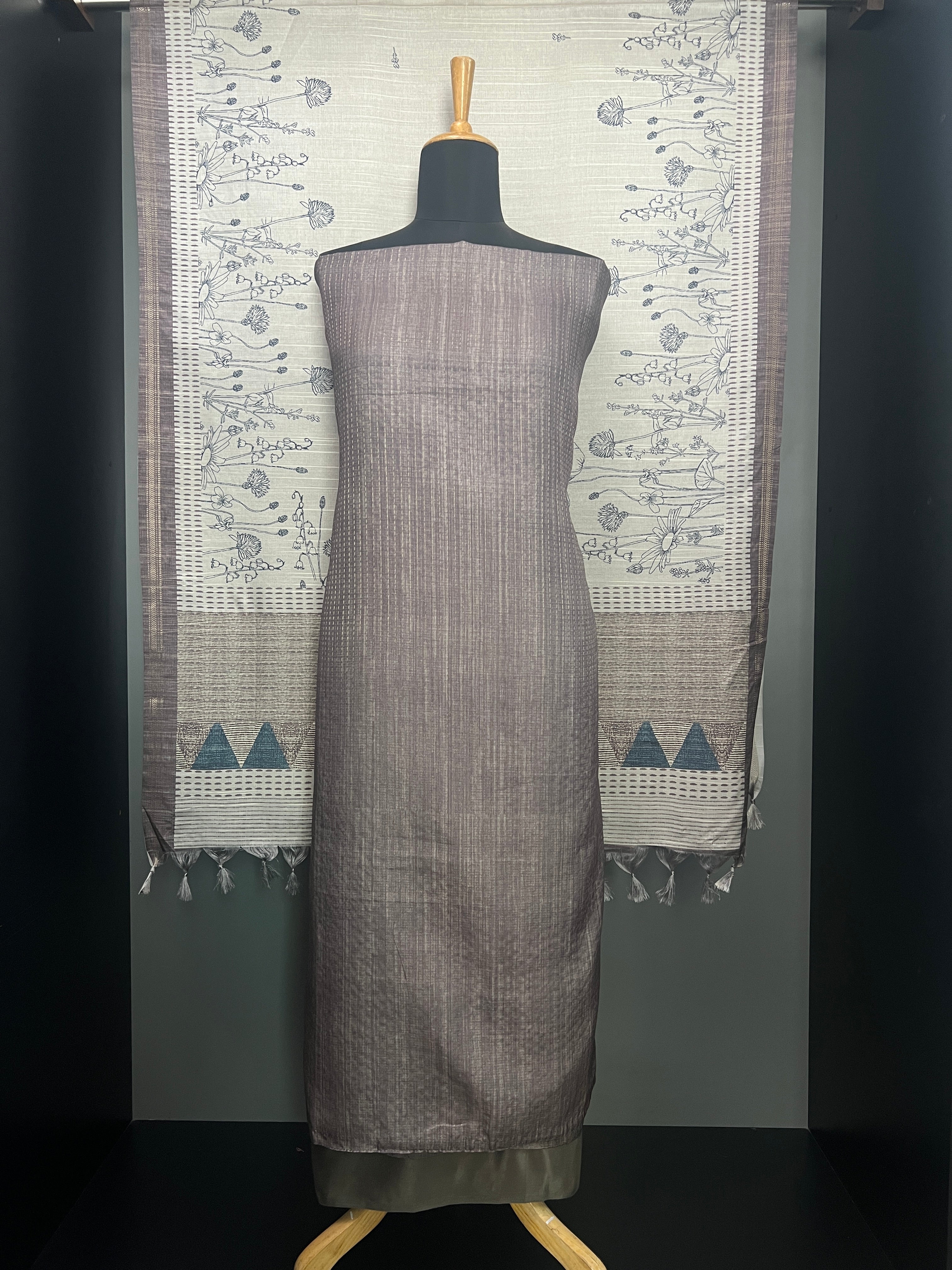 Zari Line Weaved Semi Tussar Salwar Set | SP296