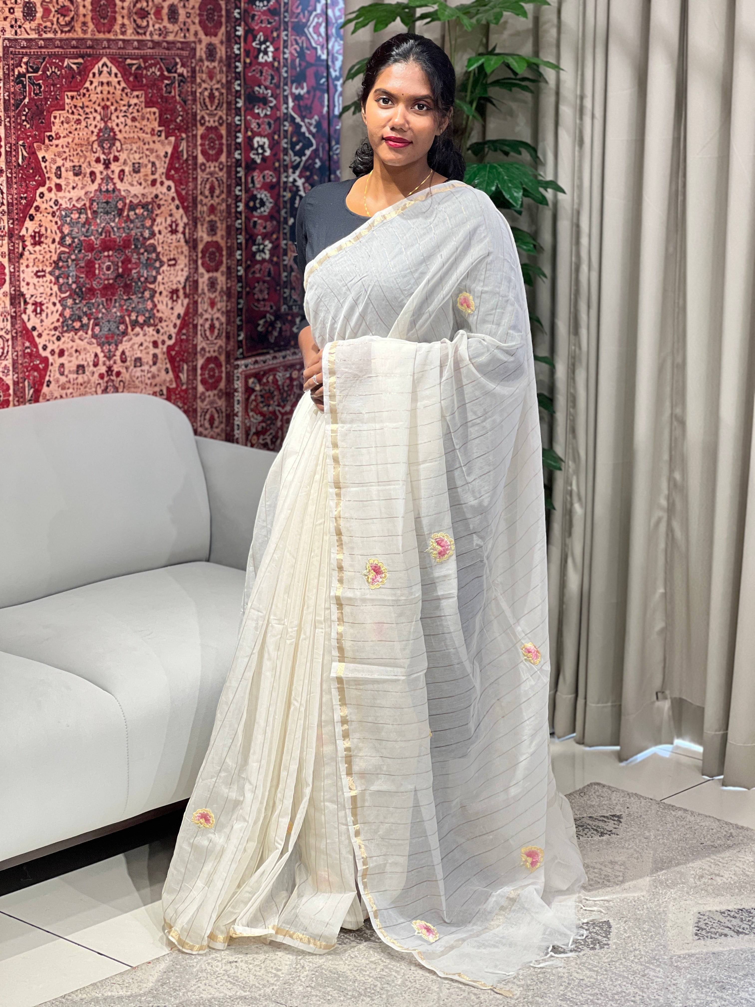 Zari Stripes Detailed Chanderi Saree | BLD1555