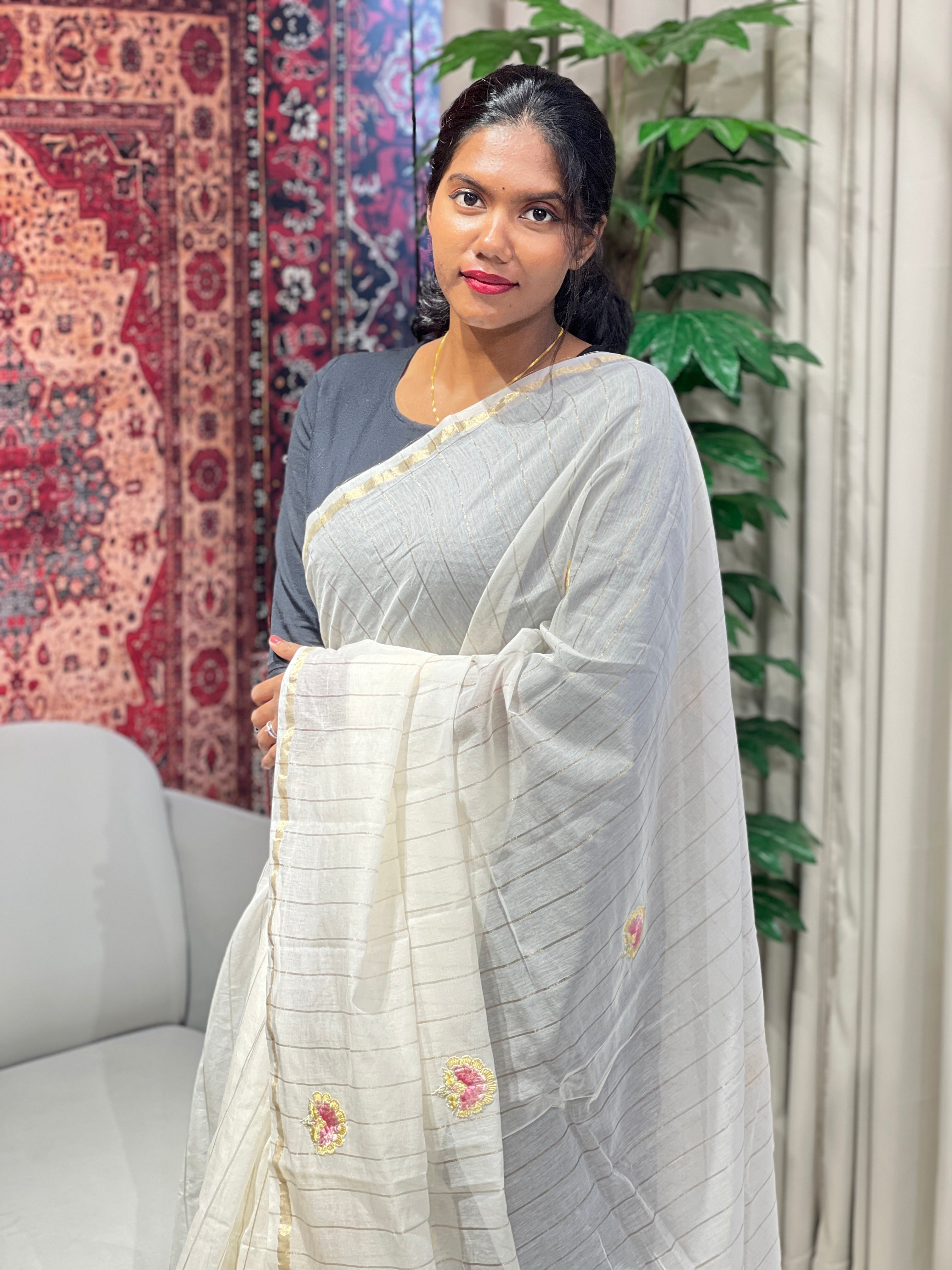 Zari Stripes Detailed Chanderi Saree | BLD1555