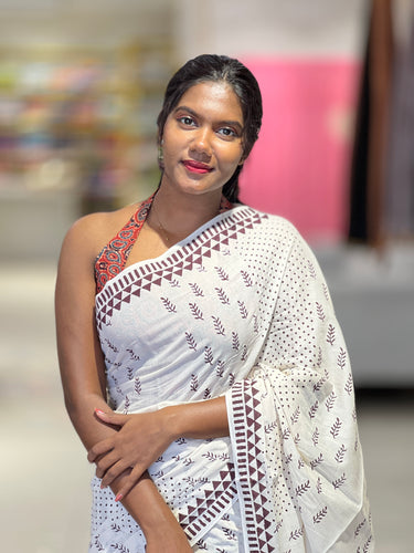 Block Printed Soft Cotton Saree | SFA115
