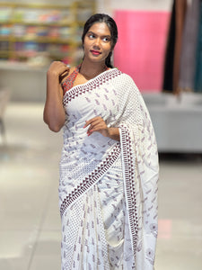 Block Printed Soft Cotton Saree | SFA115