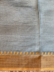Kalamkari & Stripe Print Detailed Tussar Saree | ACT1617
