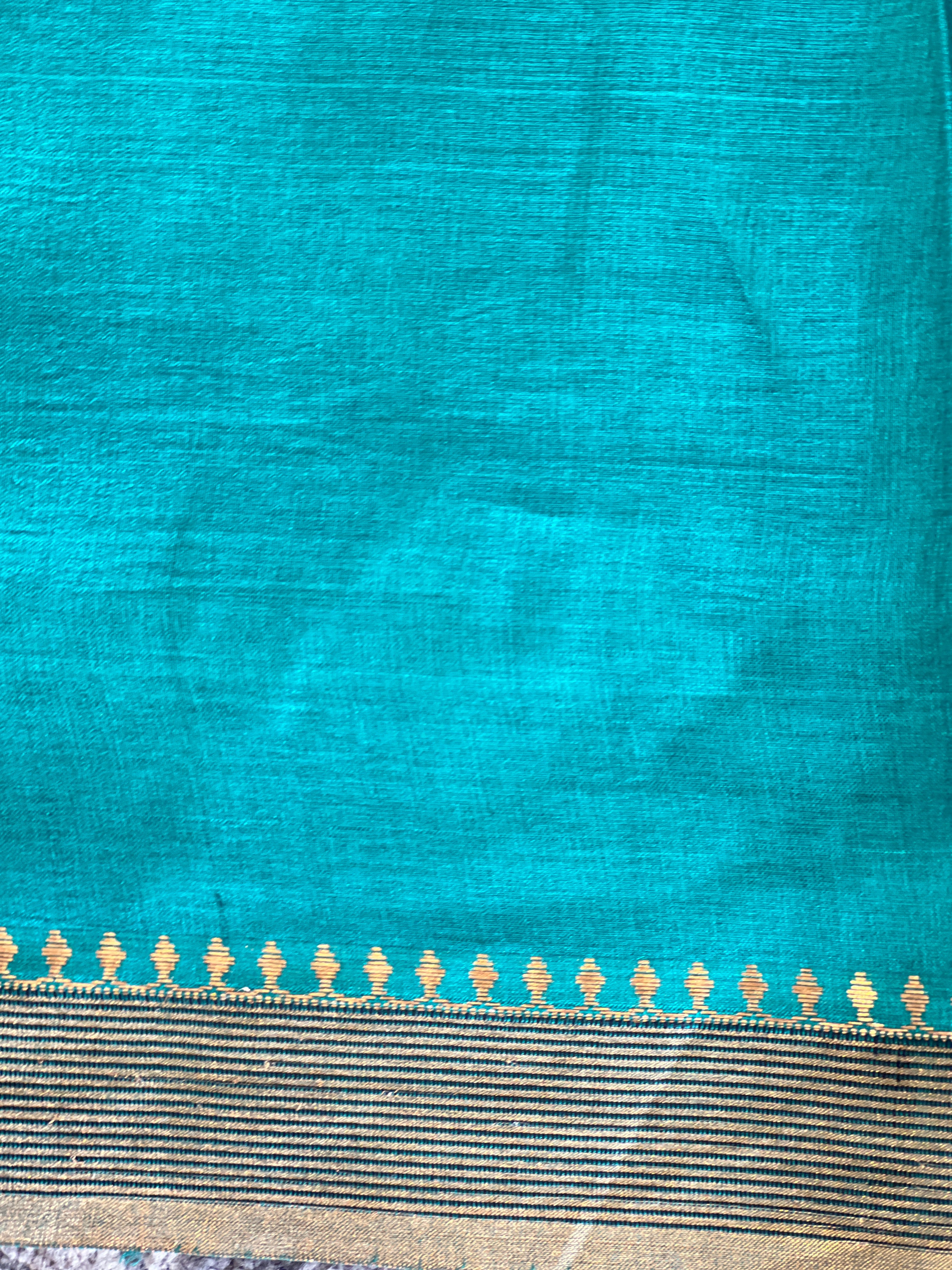 Kalamkari & Stripe Print Detailed Tussar Saree | ACT1621