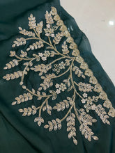 Embroidery Border Pattern Satin Georgette Saree | ISP127