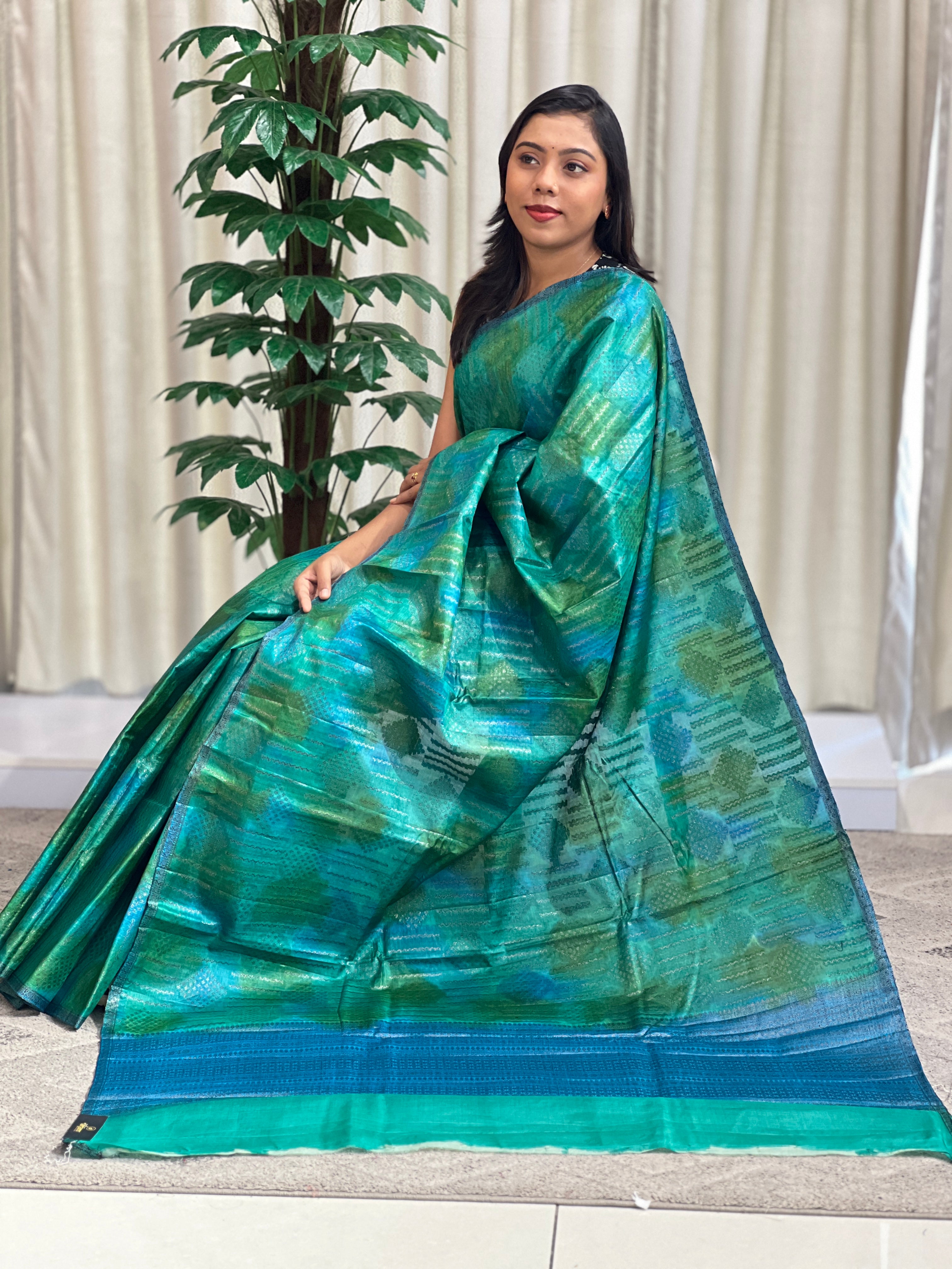 Tie & Dye Pattern Tussar Saree | GA122