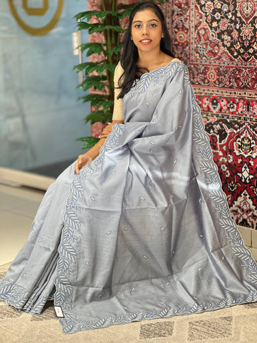 Point Embroidery Detailed Semi Silk Saree | BLD1080