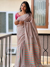 Stripe Pattern Kerala Cotton Saree  | AHR445
