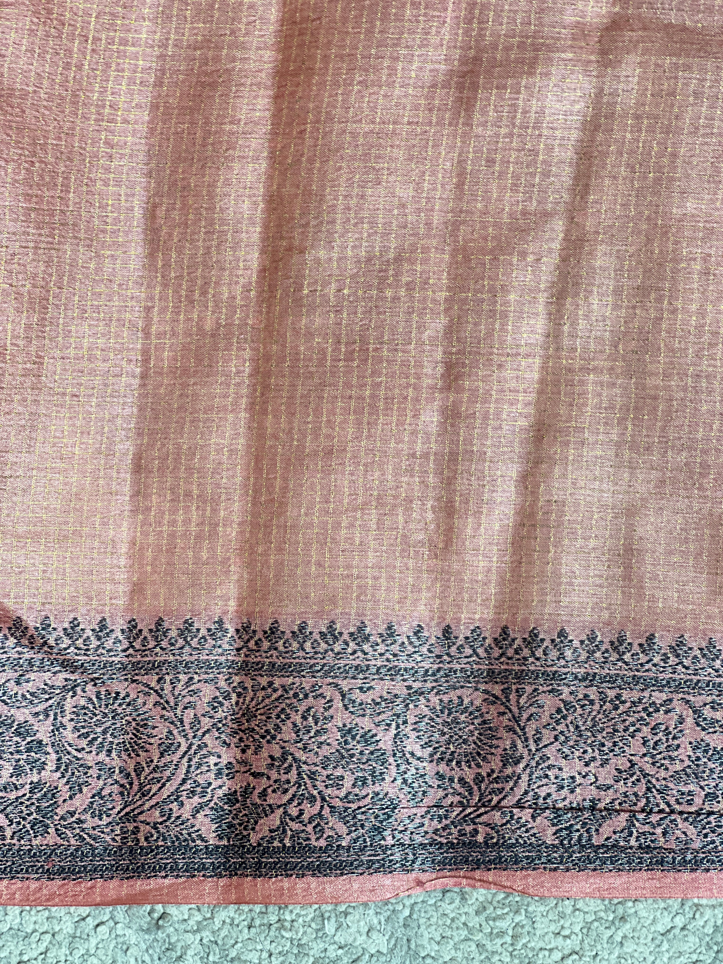 Pencil Zari Check Pattern  Tussar Saree | ZSS121