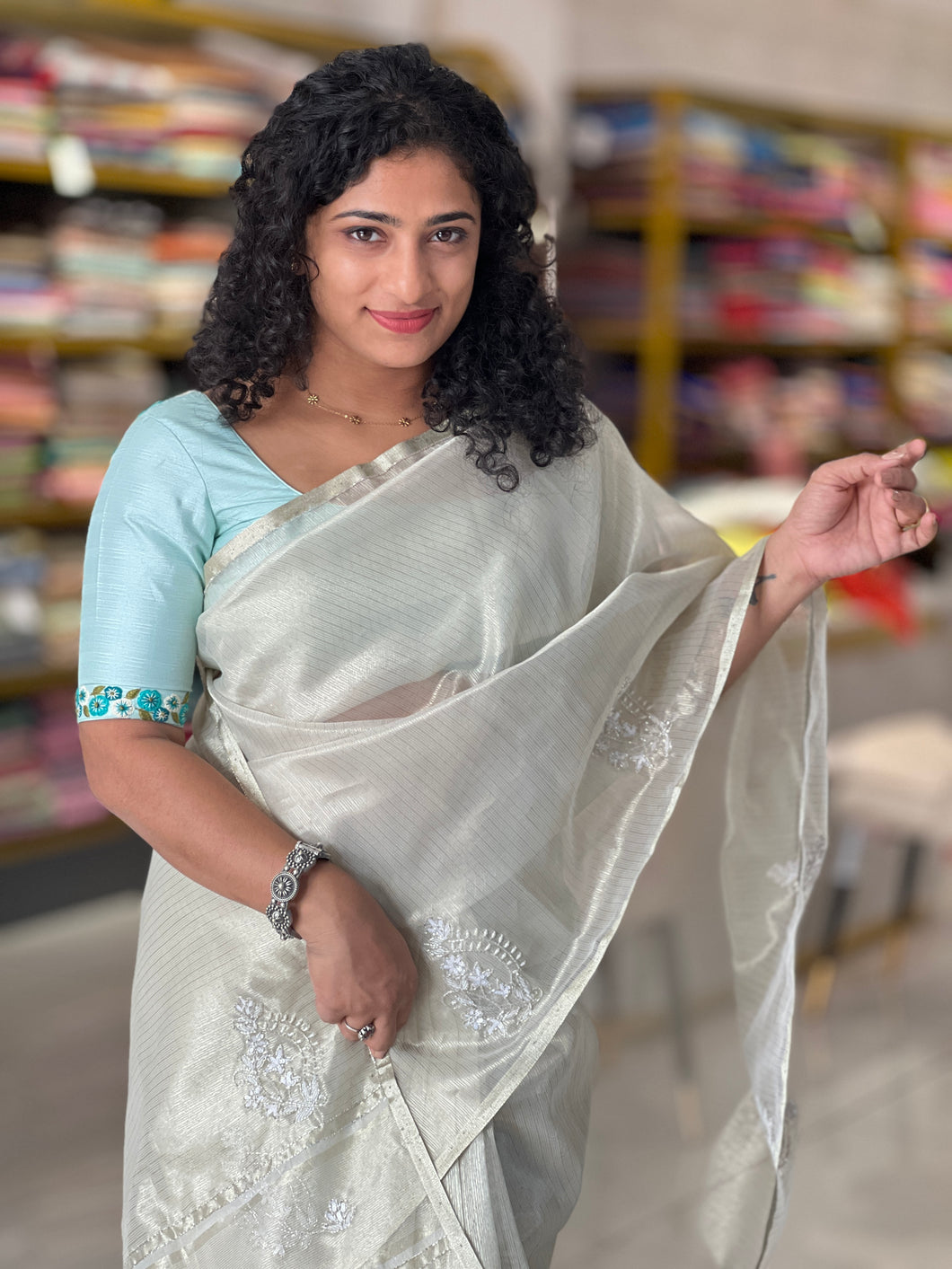 Hand Embroidery Tissue Kota Saree | SVF138