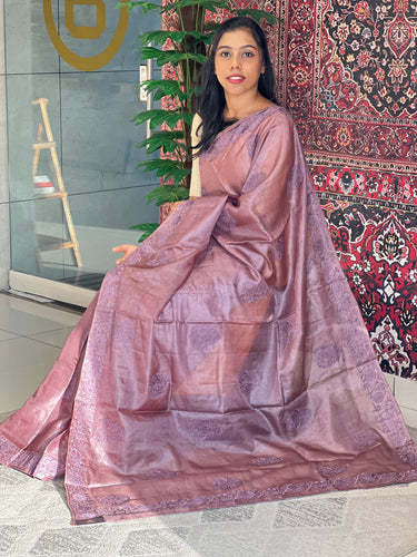 Machine Embroidery Detailed Tussar Saree | YNG573
