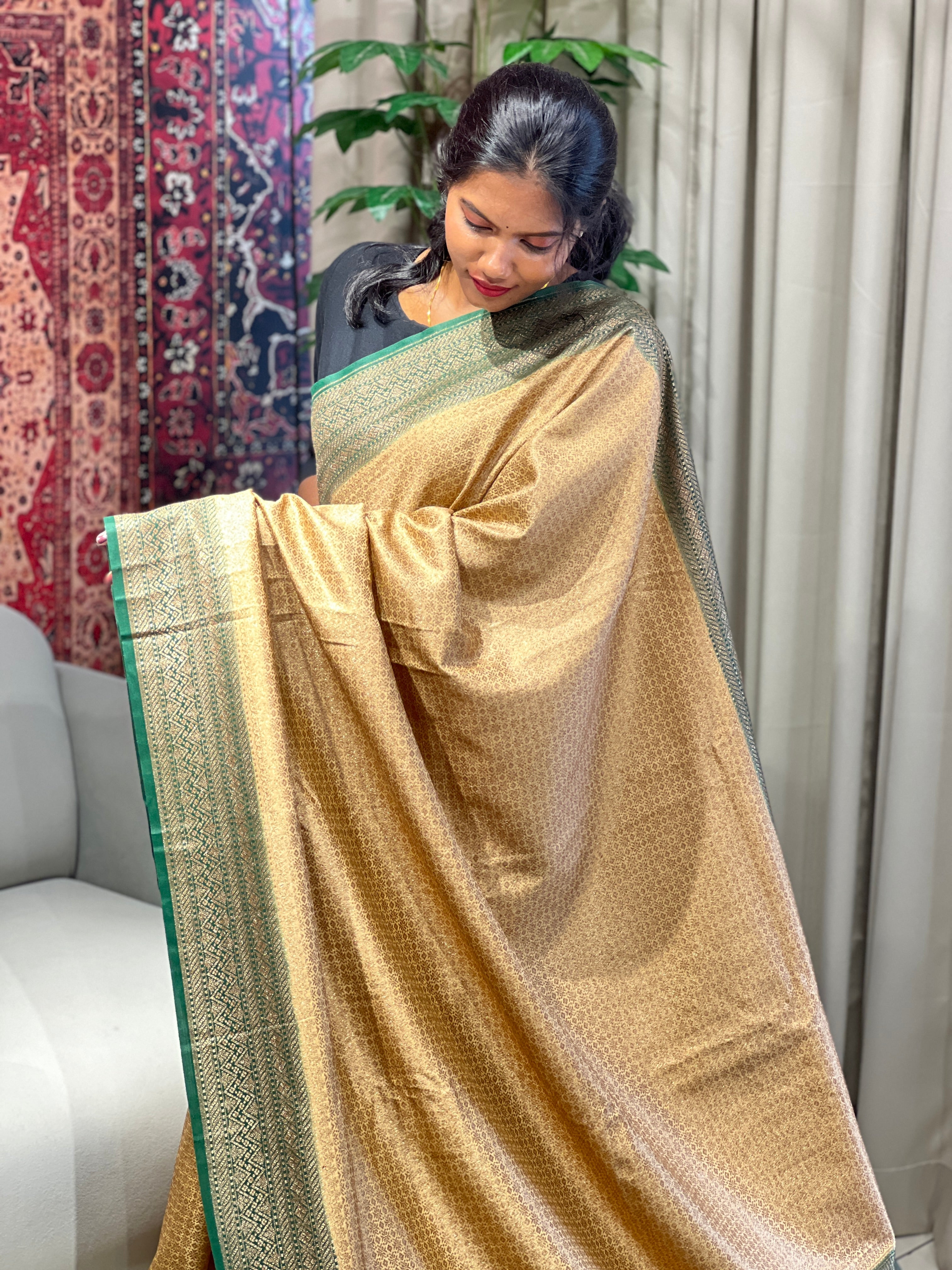 Zari & Thread Woven Semi Banarasi Saree | YNG674