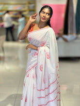 Floral Block Printed Cotton Saree | SFA109