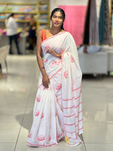 Floral Block Printed Cotton Saree | SFA109