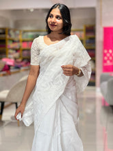 Machine Embroidered Check Organza Saree | BLD1192