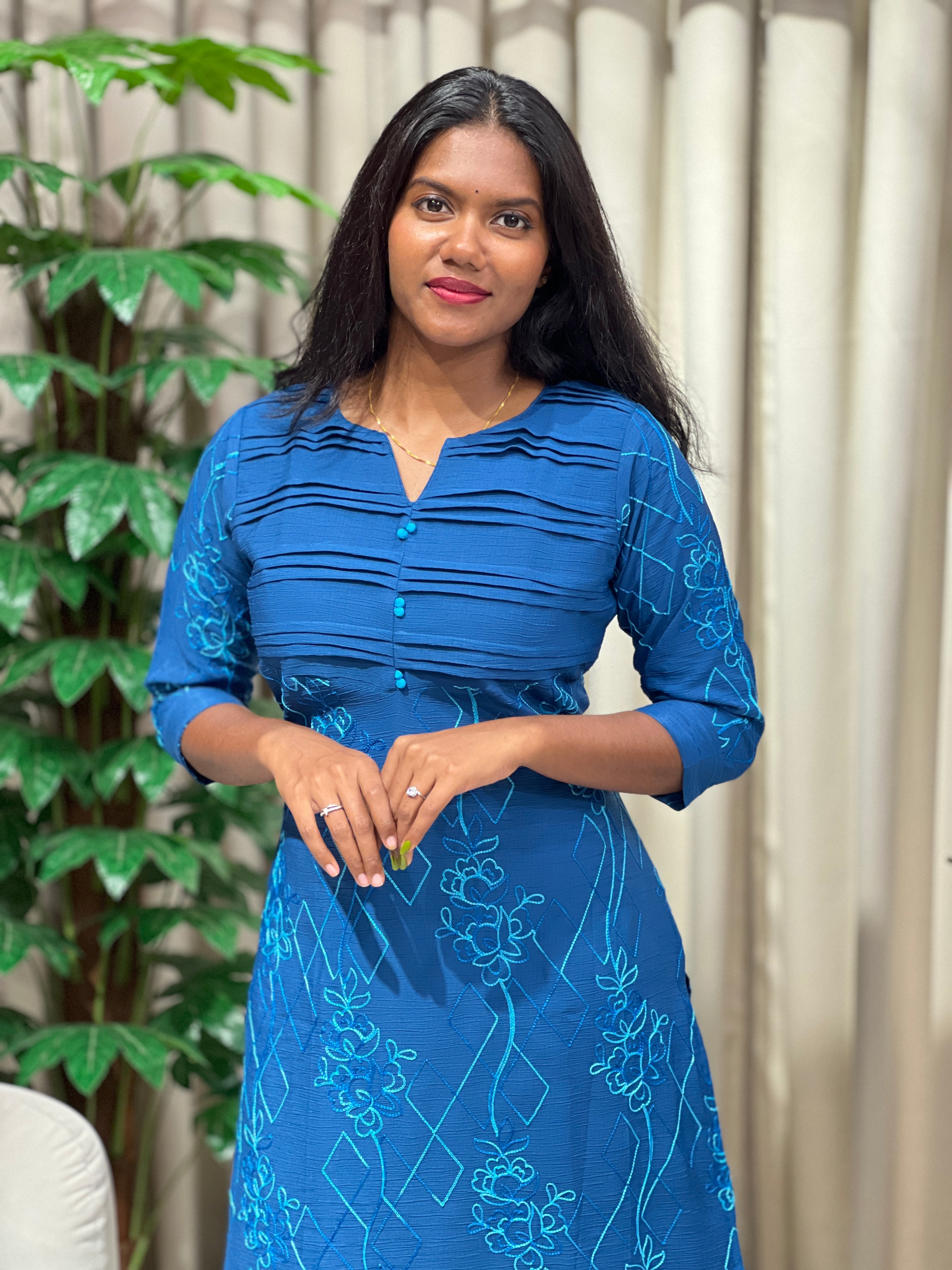 Chain Stitch Embroidery Rayon Finish Kurta Set | MSN123