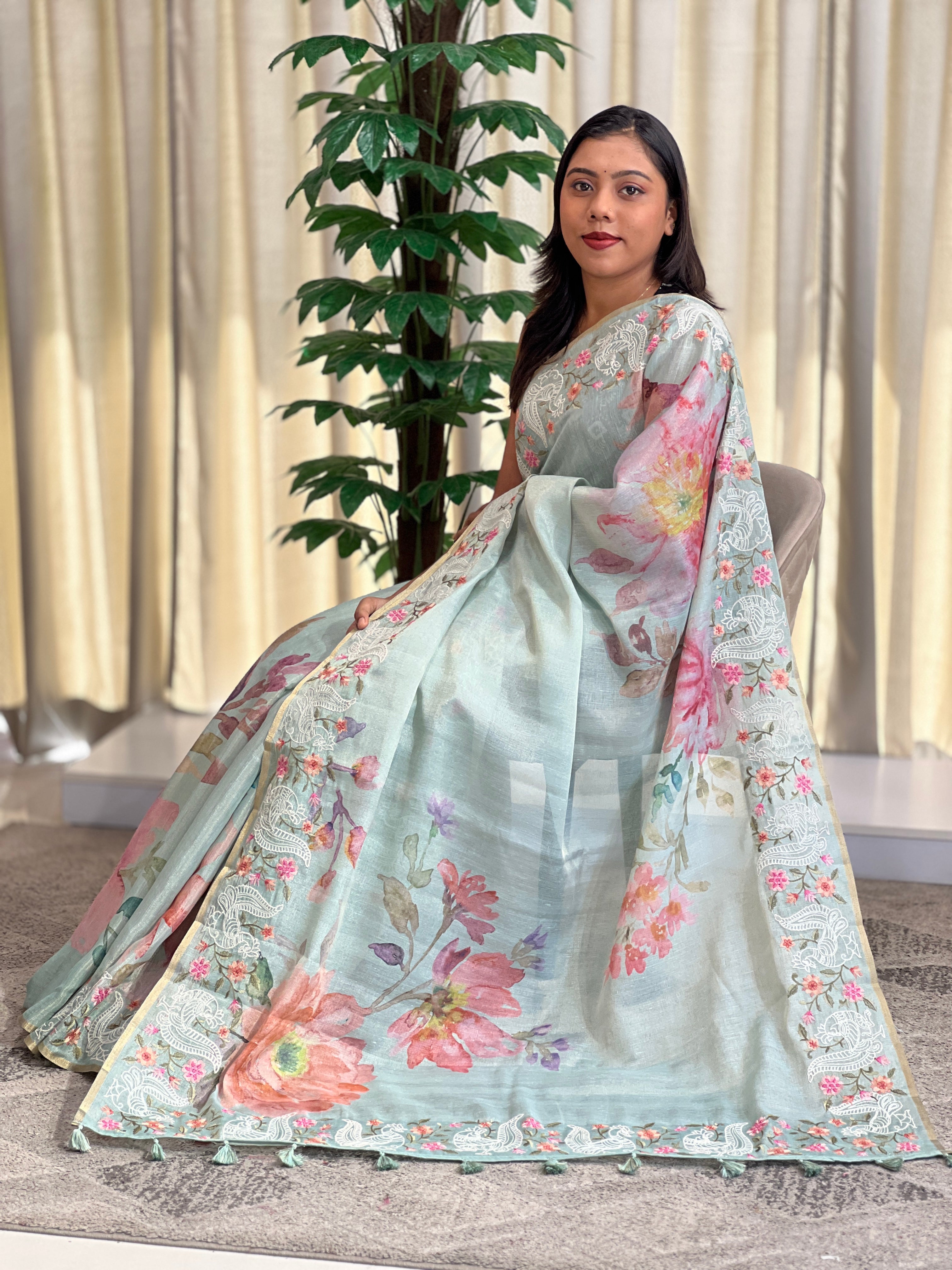 Floral Digital Printed Organza Saree |  YNG1362