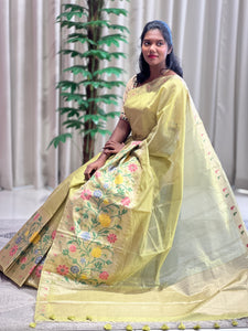 Jamdani Weaved Organza Finish Saree | YNG547