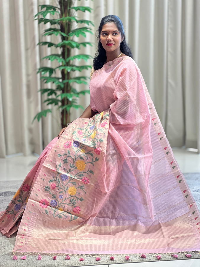 Jamdani Weaved Organza Finish Saree | YNG546
