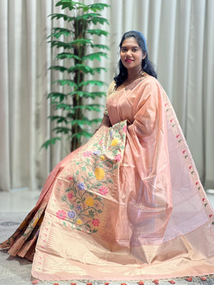 Jamdani Weaved Organza Finish Saree | YNG548