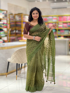 Thread Embroidered Semi Organza Saree | YNG454