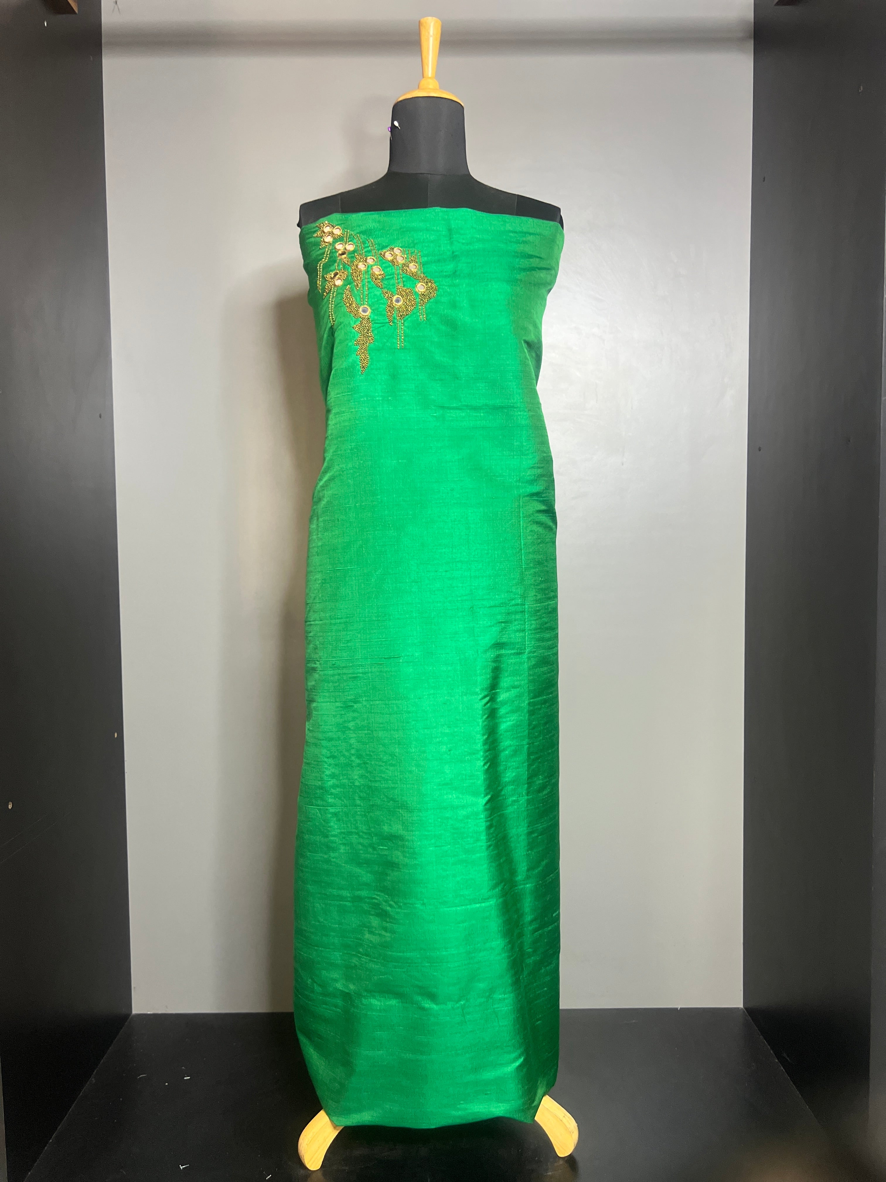 Mirror & Beads Detailed Raw Silk Kurta Material | DN188