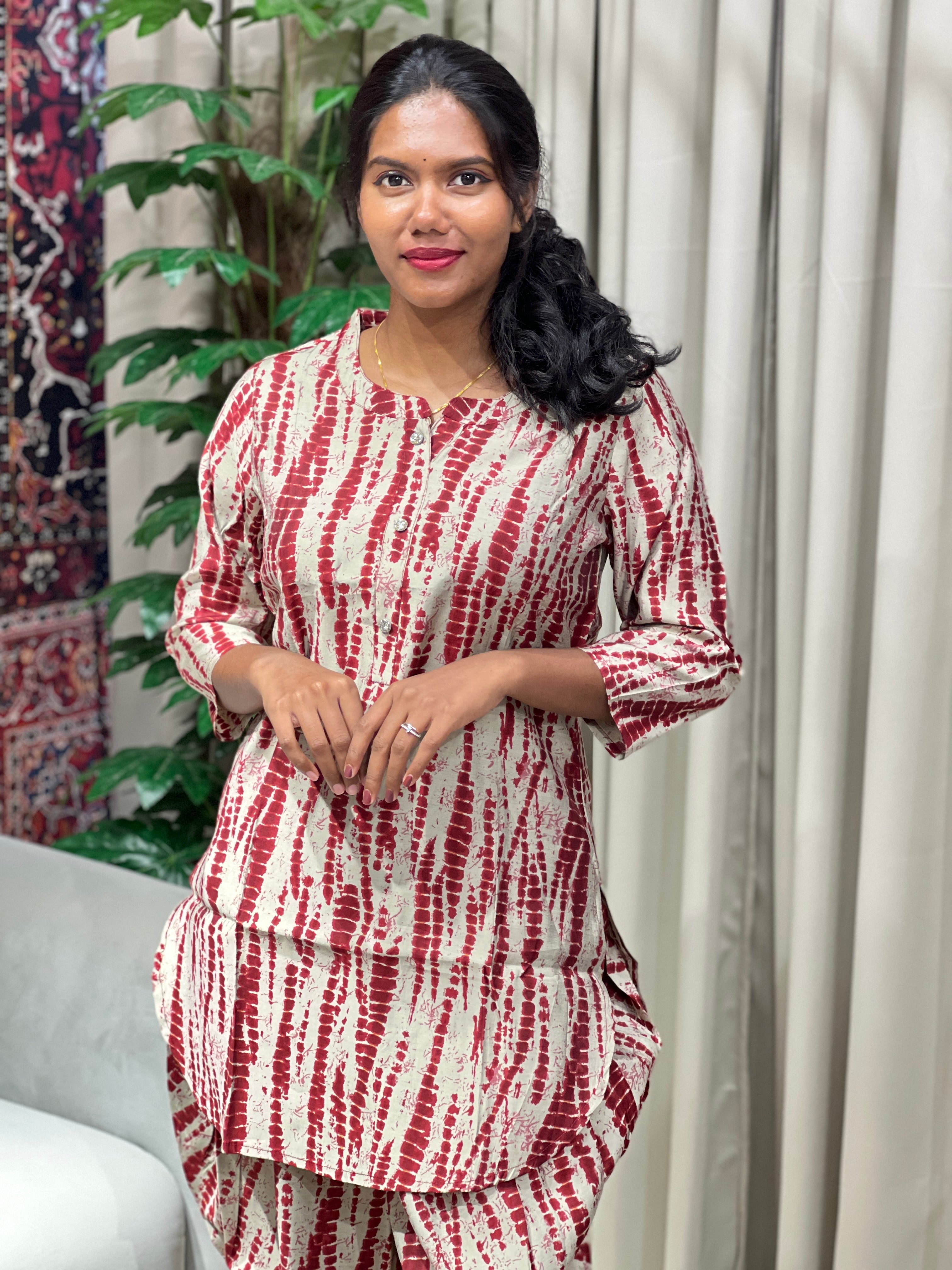 Shibori Screen Printed Modal Chanderi Kurta Set | NCF138