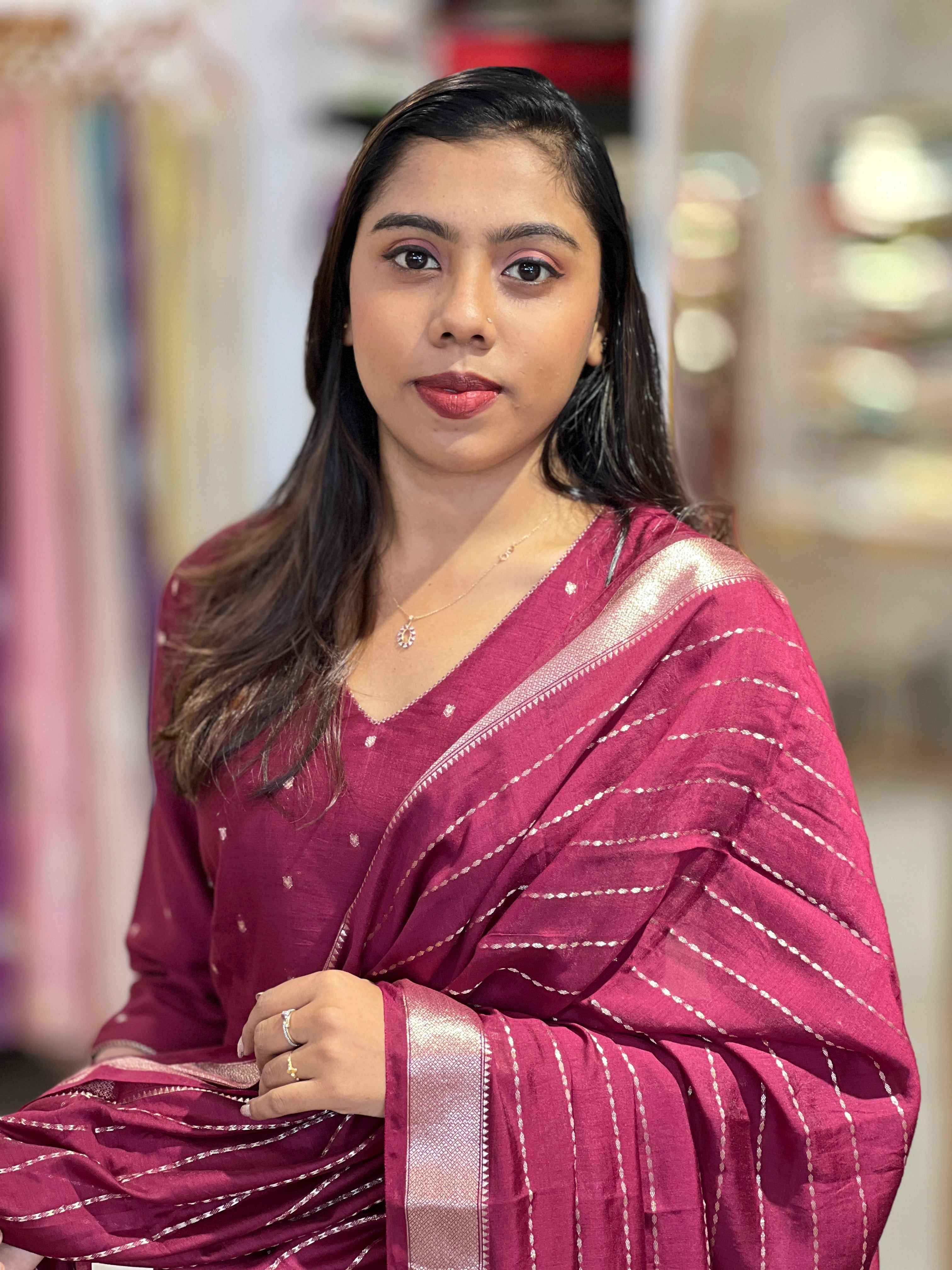 Scattered Buta Detailed Chanderi Finish Kurta Set | YNG1160