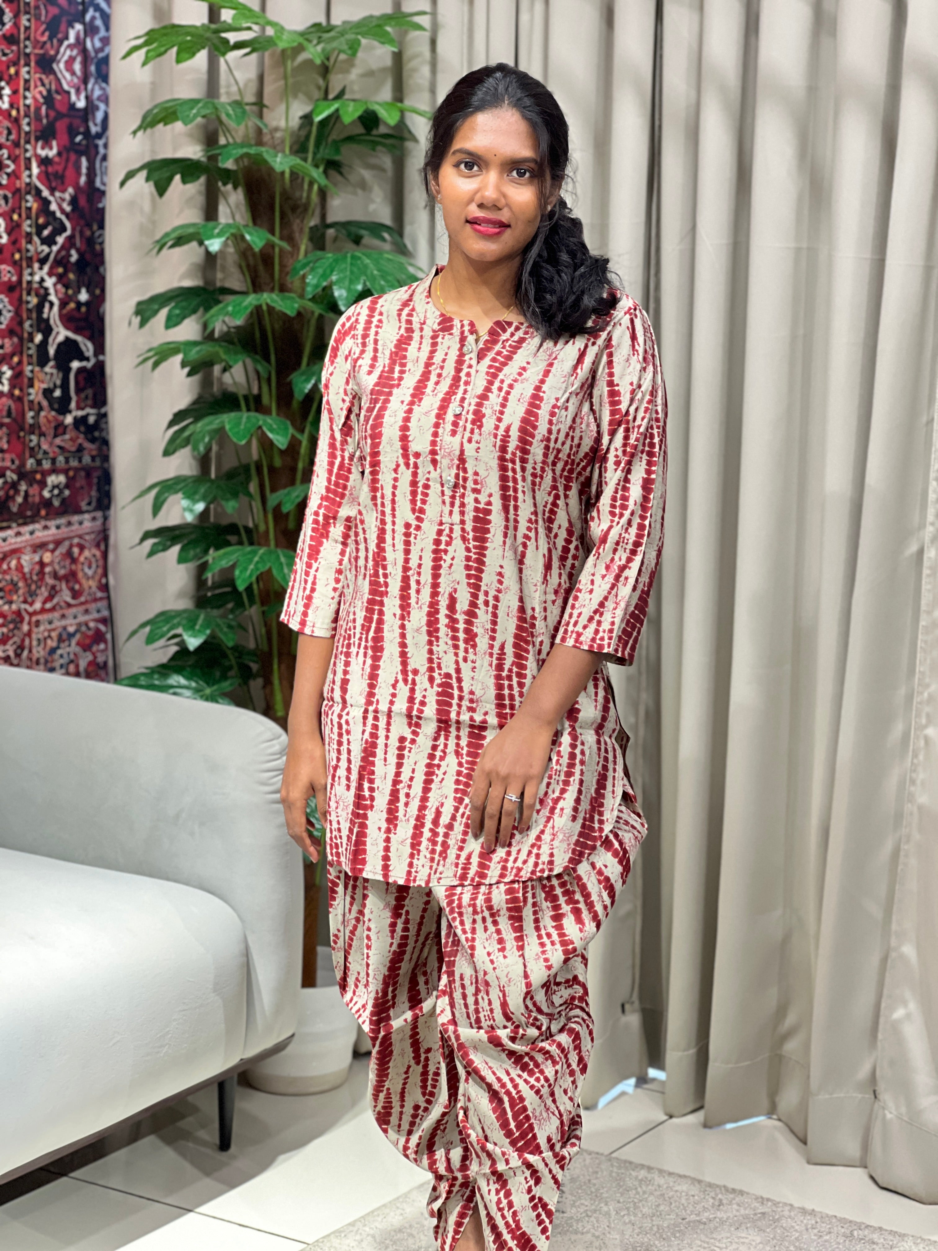 Shibori Screen Printed Modal Chanderi Kurta Set | NCF138