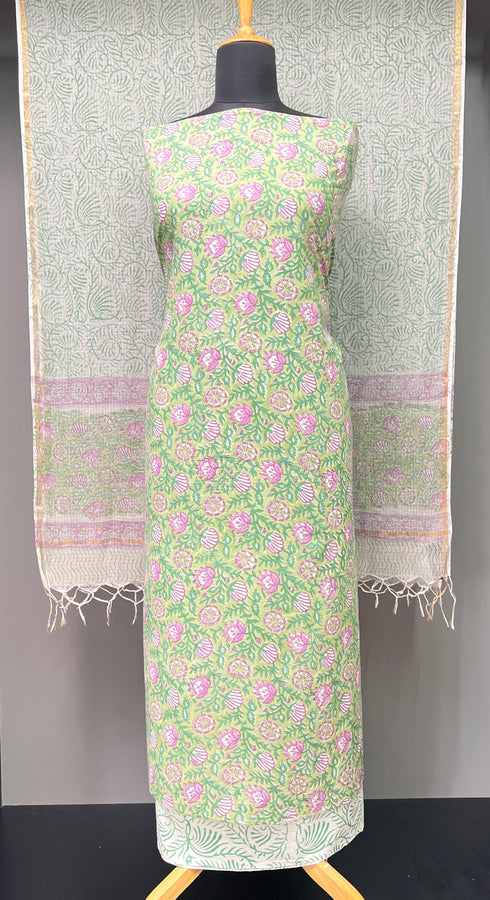 Block Printed Floral Patterned Cotton Salwar Set | JKL549
