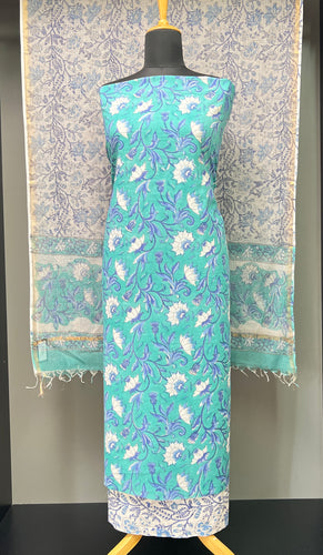 Block Printed Floral Patterned Cotton Salwar Set | JKL554
